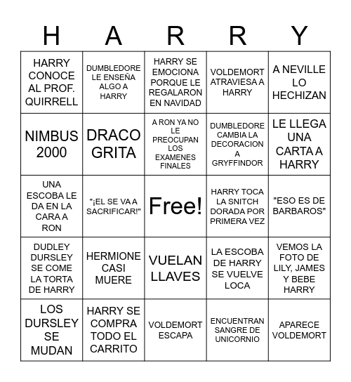 HARRY POTTER Y LA PIEDRA FILOSOFAL Bingo Card