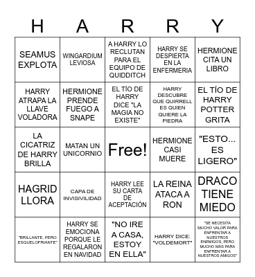 HARRY POTTER Y LA PIEDRA FILOSOFAL Bingo Card