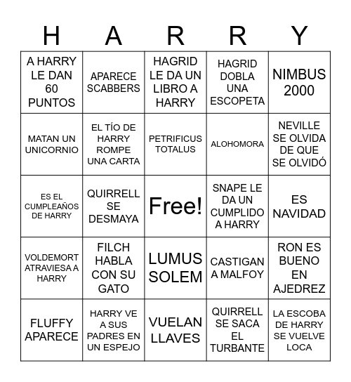 HARRY POTTER Y LA PIEDRA FILOSOFAL Bingo Card