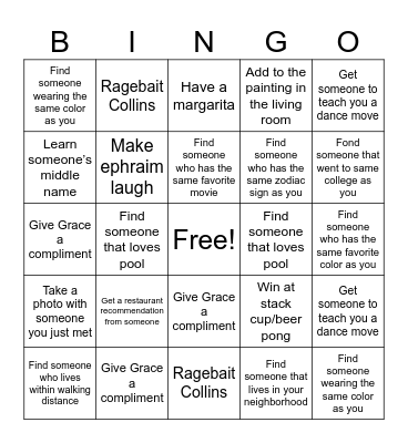 MINGO Bingo Card