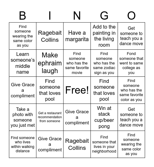 MINGO Bingo Card