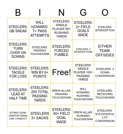 HERE WE GO Bingo Card