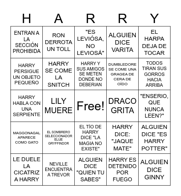 HARRY POTTER Y LA PIEDRA FILOSOFAL Bingo Card
