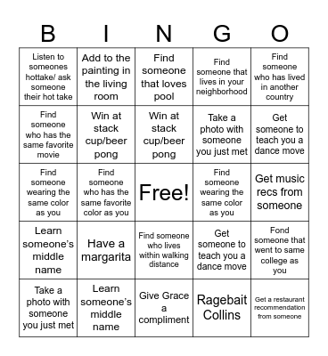 MINGO Bingo Card