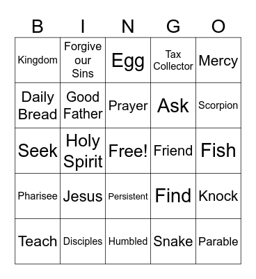 Luke 11, 18 Bingo Card