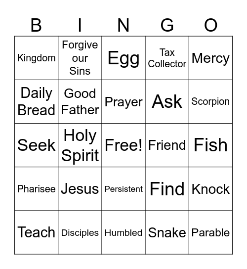 Luke 11, 18 Bingo Card