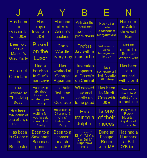 Welcome Party - Find Someone who… Bingo Card