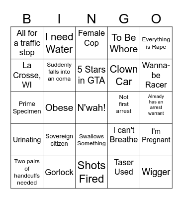 The Usual Suspects BINGO Card