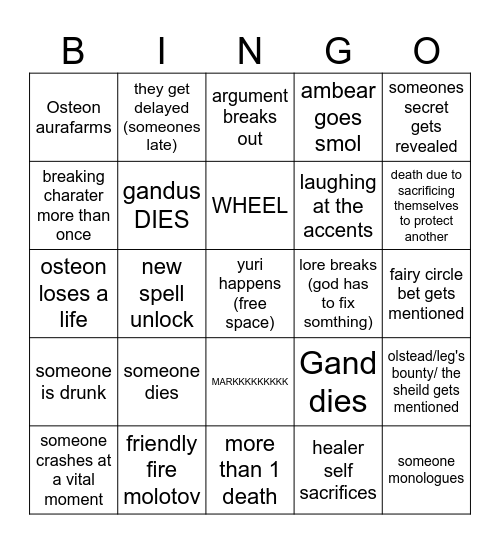 Bandit island trip bingo Card