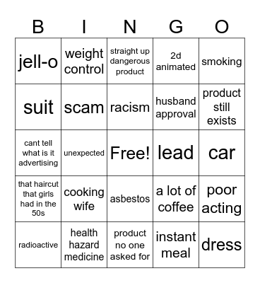 Poorly aged 50's commercials Bingo Card