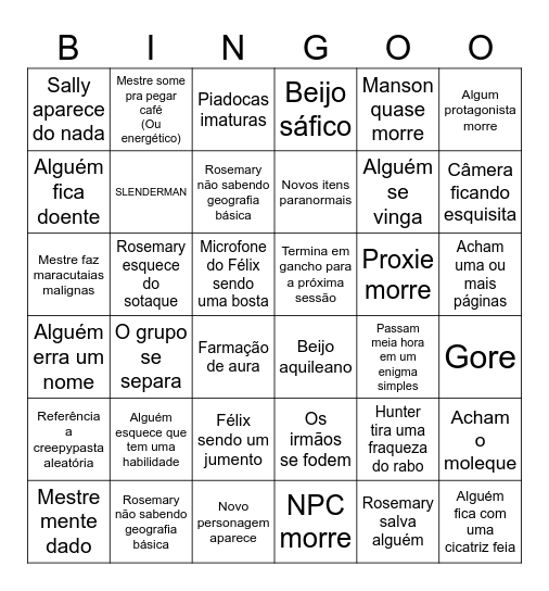 Sessão Média de In The Woods Bingo Card
