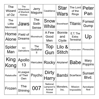 Wednesday "Movie Quotes" Bingo Card