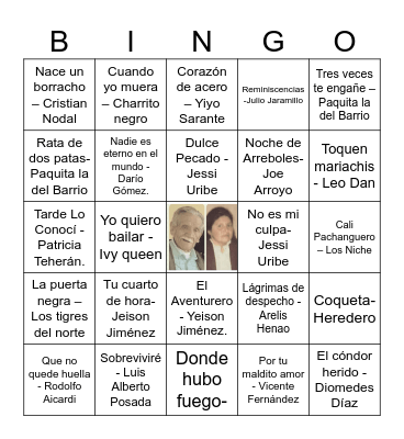 Bingo Familiar Bingo Card