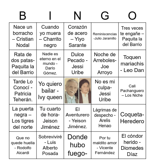 Bingo Familiar Bingo Card