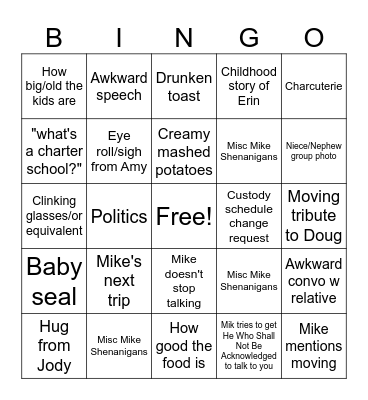 A Very Buerke Wedding Bingo Card