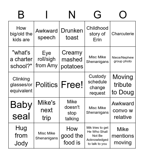 A Very Buerke Wedding Bingo Card