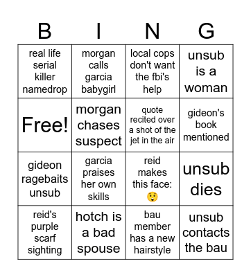 criminal minds brainrot bingo (s2)! Bingo Card