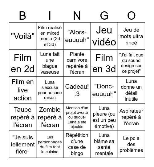 SUPER LUNA BINGO PARTY Bingo Card