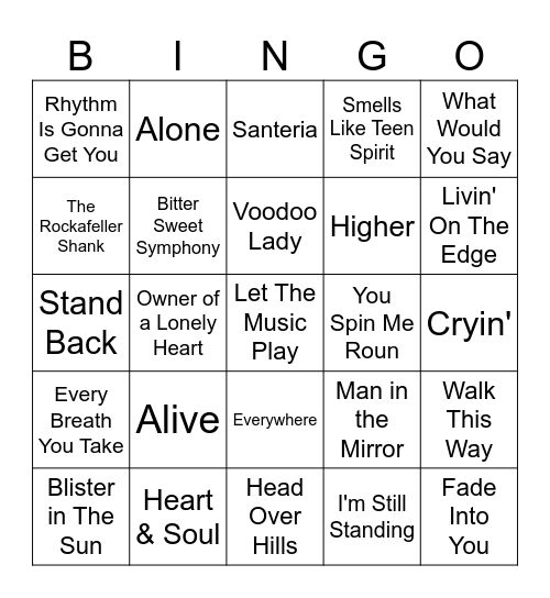 Gen X Bingo Card