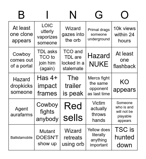 AvYH 2 Bingo Card