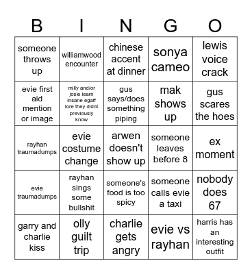 lewis chinese karaoke Bingo Card