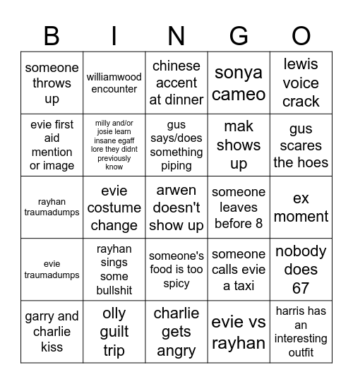lewis chinese karaoke Bingo Card