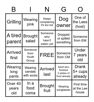 GSTPC Labor Day BBQ Bingo Card