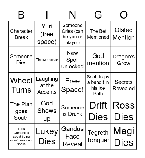 Bandit Raid - The Flight Bingo Card
