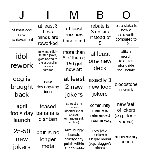 1.1 Bingo Card