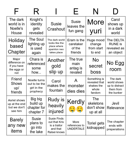 Chapter 6 Bingo! Bingo Card