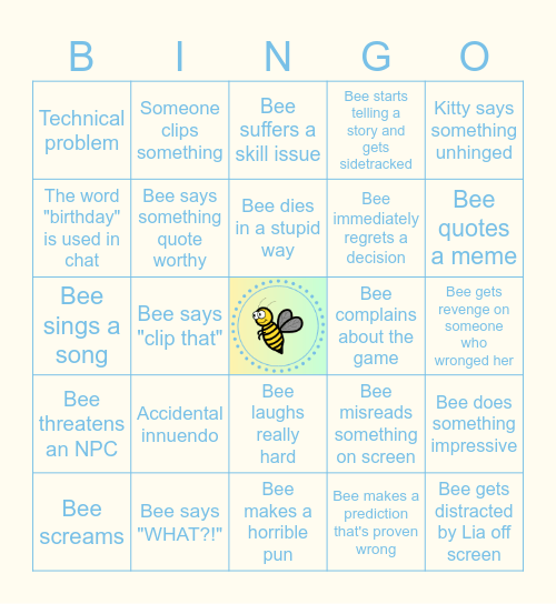Bee's Buzzing Blowout Bingo Card