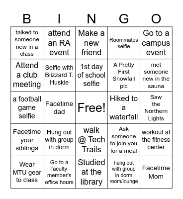 MTU Bingo Card