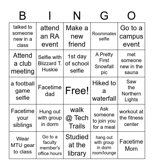 MTU Bingo Card