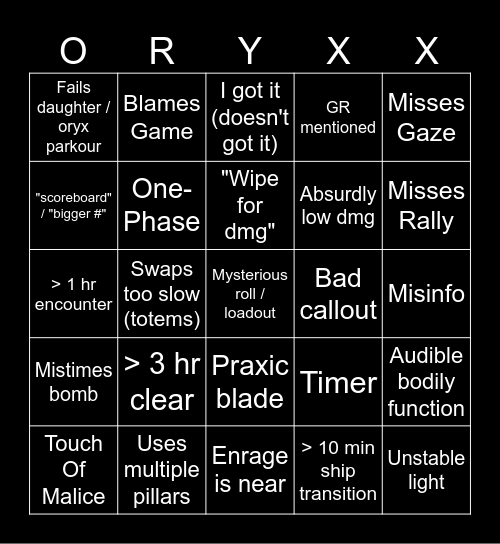 Kings Fall Bingo Card