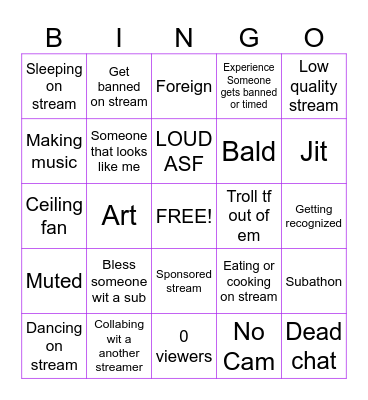 Twitch Bingo Card