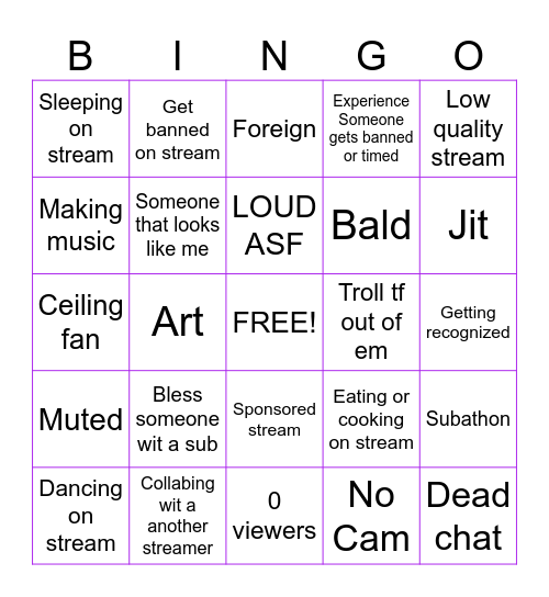Twitch Bingo Card