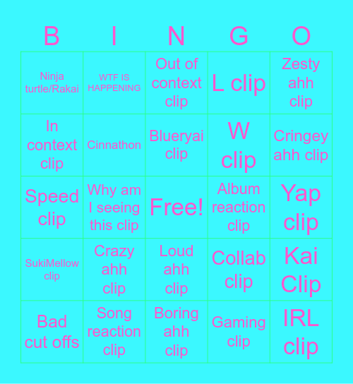 Twitch Clips Bingo Card