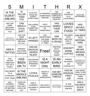 PEOPLE TEAM BINGO Card
