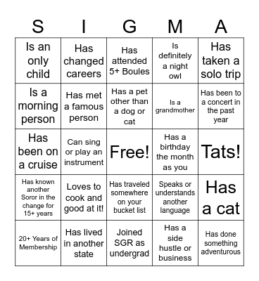 "My Soror My Soror" Bingo Card