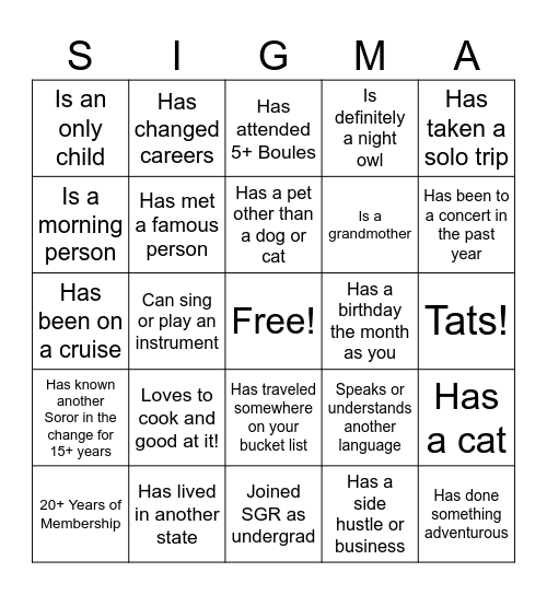 "My Soror My Soror" Bingo Card