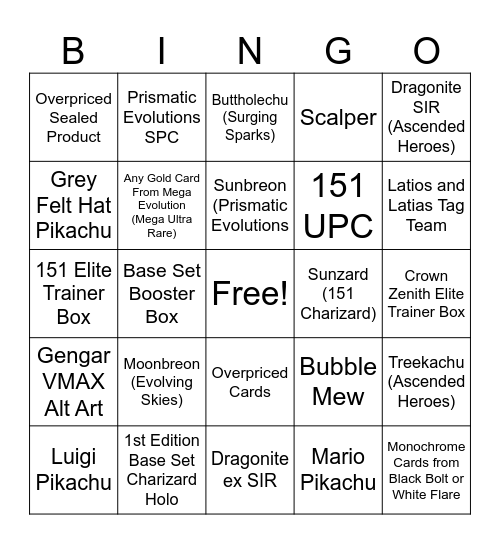Collect-A-Con Bingo Card