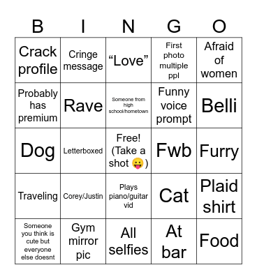 Hinge Bingo Card