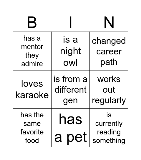 WISE Bingo Card