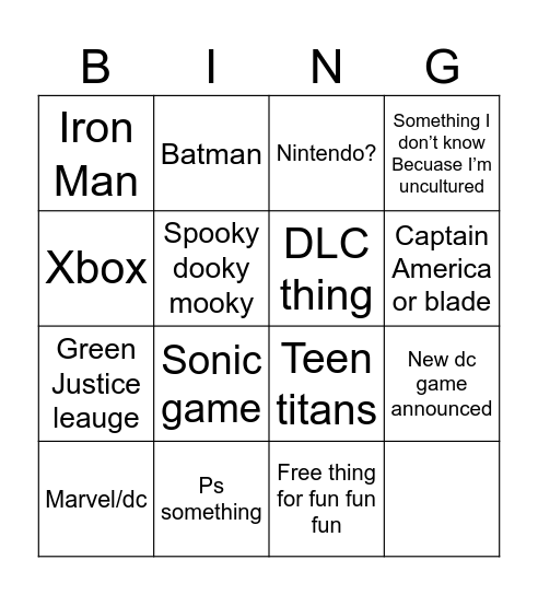 Untitled Bingo Card