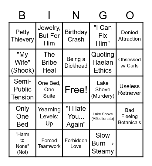 Dearly Beloathed BINGO Card