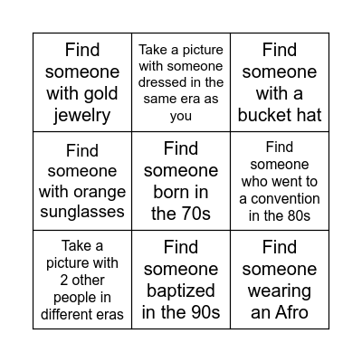 Decades Bingo Search! Bingo Card