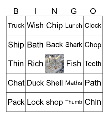 CK, SH, TH, CH Bingo Card