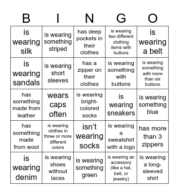Find someone who... Bingo Card