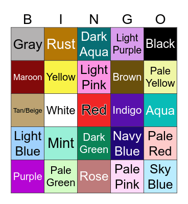 YA Book Cover Color Bingo! Bingo Card