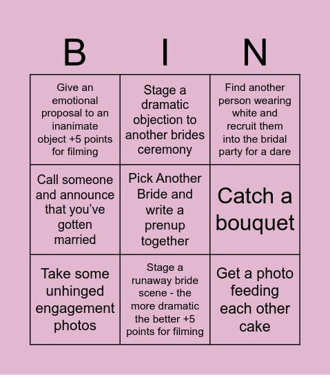BRIDAL BINGO Card